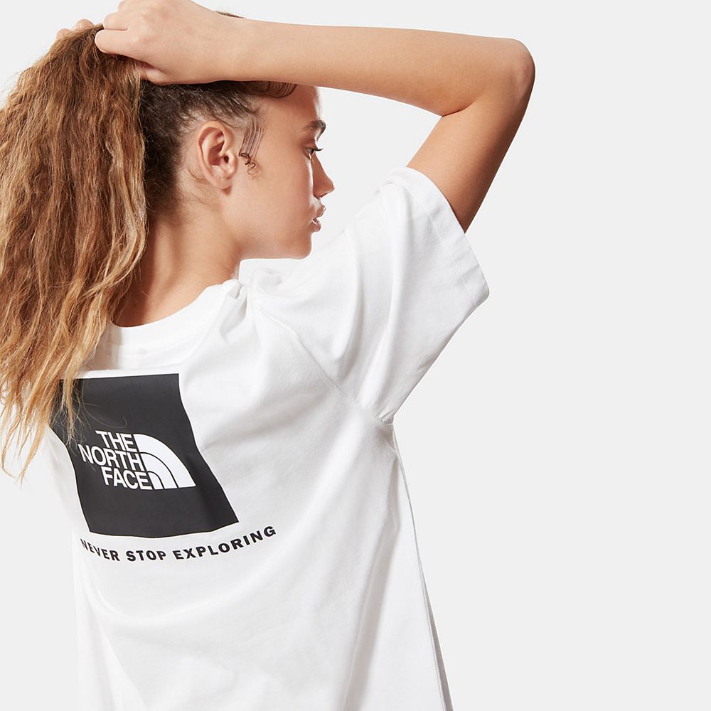 The North Face T-Shirts Womens Australia - The North Face Relaxed Redbox White / Black (OYN-201378)